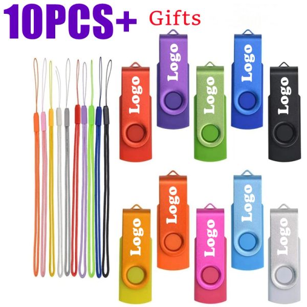 CPUS 10pcs/lot cor USB flash acionador de caneta 1 GB 2GB 4GB 8GB 16GB Pendrive Memory Stick 32GB 64GB USB Stick Gree Gree Custom Free Custom