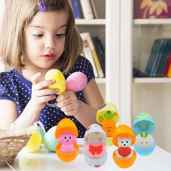 Scatola cieca di uova di Pasqua 12 pezzi set kit fai -da -te per bambini uova colorata per bambini decofpression giocattoli decorazioni per la casa pasquale di Pasqua 2024 240322