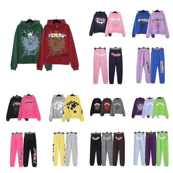 Örümcek kapüşonlu çocuklar Örümcek Pembe Mor Young Thug SP5DER TRACHSUIT 555555 Erkek Kadınlar Web Ceket Sweatshirt Örümcek 555 Hoodie Yüksek Kalite