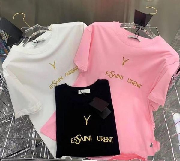 Fashion Famous Brands Designer Tees Sport Casual Feminino/masculino Tees de tamanho grande com letra de cebola dourada Impressão de mangas curtas Tampa de luxo vendida