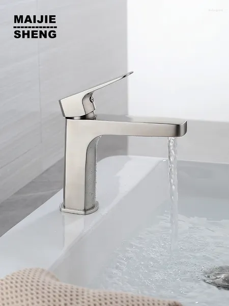 Rubinetti del lavandino da bagno moderno rubinetto del rubinetto del bacino moderno meschina di acqua di acqua fredda tocco in acciaio inossidabile inossidabile