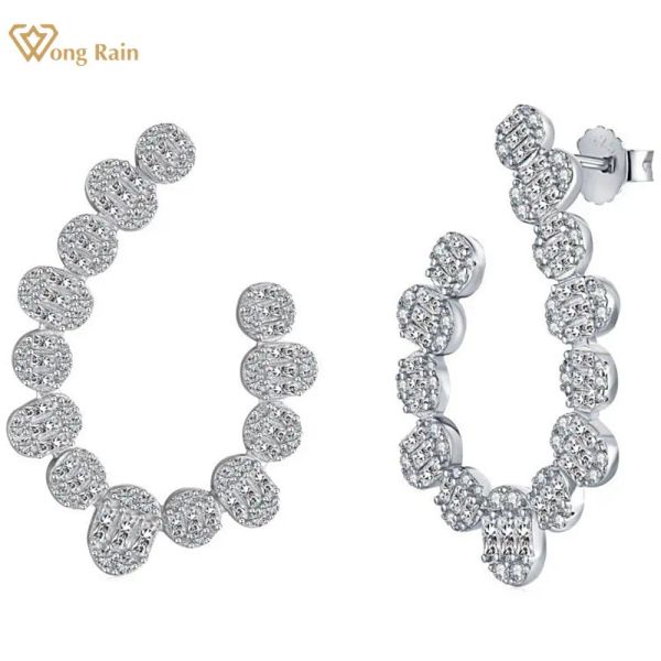 Orecchini Wong Rain 100% 925 Sterling in argento ad alto diamanti in carbonio Orecchini a cerchio di fidanzamento di gioielli