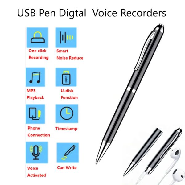 Gravador caneta ativada Mini Voice Recorder 4256G U Disco Profissional Audio Record ruído Reduza o som digital ditaphone mp3 player de música
