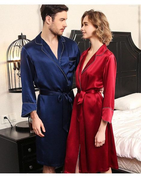 Heimkleidung 22 Momme Luxury Seide Matching Robe für Paare Reine Erwachsene Frau und Mann Bademantel