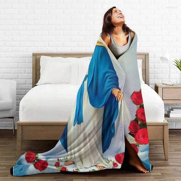 Coperte Gesù Vergine Maria coperta Decorazione tessile decorazione cristiana cattolica multifunzione calda tiro per il letto per ufficio