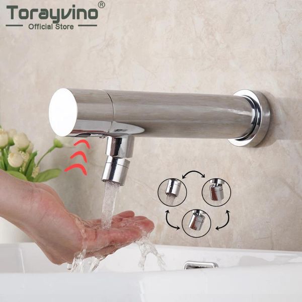 Waschbecken Wasserhähne Torayvino Automatisch Touch Free Sensor Becken Chrom Poliertes Wasserhahn nur kaltes Wasserhahn montiert