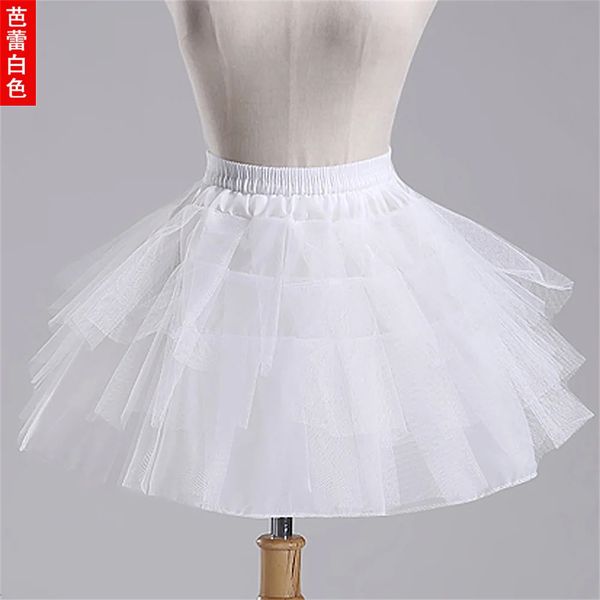Cintura elástica 3 camadas Lolita White Short Skirt Papticoat for Kids Dresses Puffy Support Papticoat for Children 240329