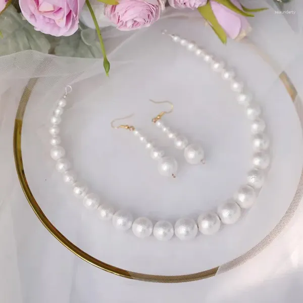 Clip per capelli Cotton Pearls Bridal Tiara Marda Coppa con orecchini Prom Wedding Feed