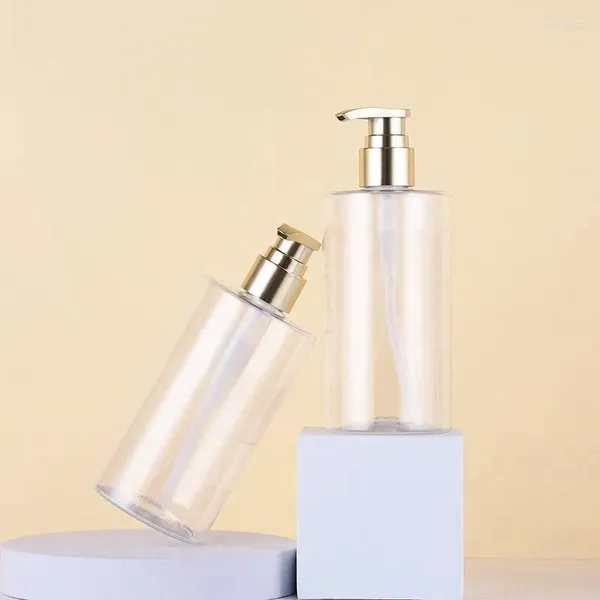 Garrafas de armazenamento 350ml Pressione Luz de luxo transparente Pet Plástico Cuidado com a pele da pele El loção para o corpo Dispensing Bottle