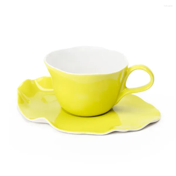 Fincan tabakları lotus yaprağı kahve seti seramik ultra ince zarif yaratıcı bardak basit çay kupası