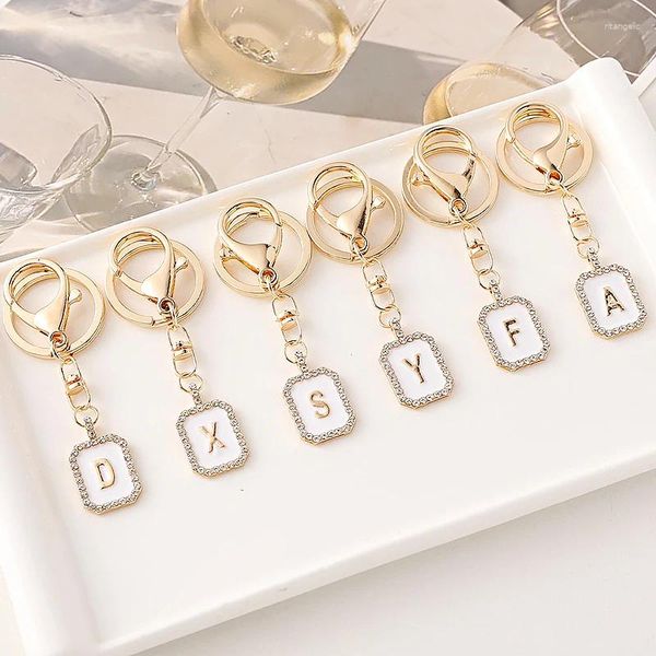 Keychains 1pc Alphabet Strassbrief Keychain Bling Mode Frauen Charme Ornament Giftbeutel Rucksack Key Ring Pendent