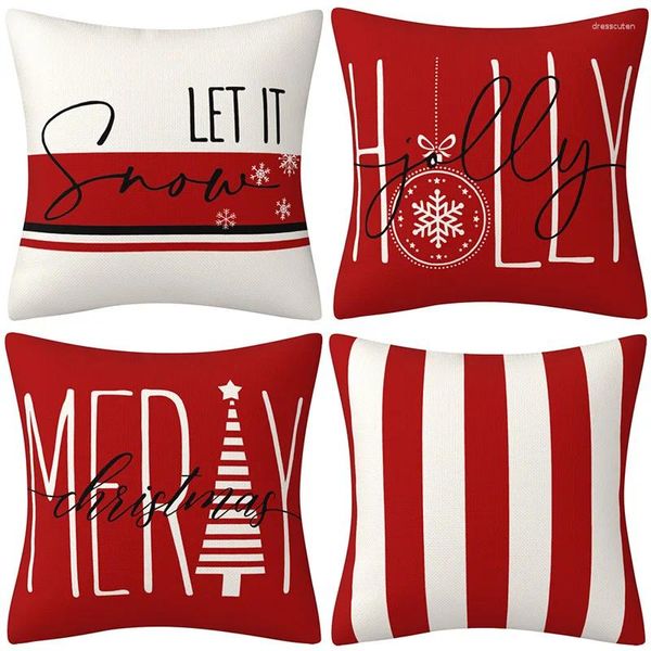 Travesseiro de travesseiro vermelho travesseiros de Natal impressos com listras minimalistas capas decorativas sofá itens domésticos decoração de casa