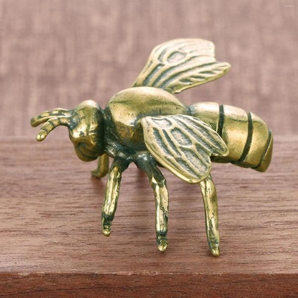 Dekorative Figuren Bienenstatue Kupfer Mini Tea Haustiersammlung Handwerk Haltbarer Tierskulptur Figur für Liebhaber Accessoire