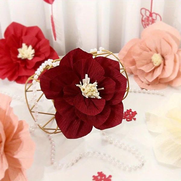 Dekoratif Çiçekler 30 cm 3pcsweding Malzemeleri Düğün Odası Dekorasyon Kırışıklıkları 3D Kağıt Yaşayan Arka Plan Duvar
