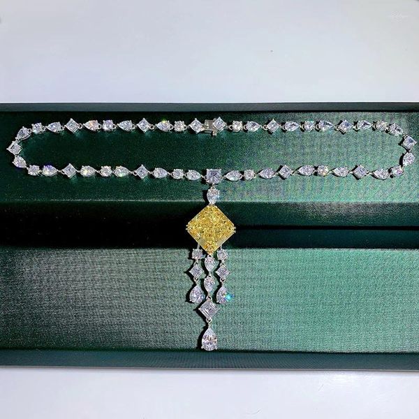Catene APAISON 925 collane in argento sterling ciondolo per donne ad alto diamante carbone 43 cm catena di clavicole dono di gioielli da sposa