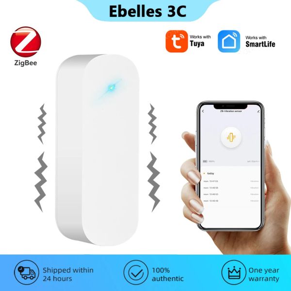 Детектор Tuya Zigbee Smart Densor Smart Vibration Smart Home Security System Дверь Дверь разбил тревога с тревогой в реальном времени мониторинг