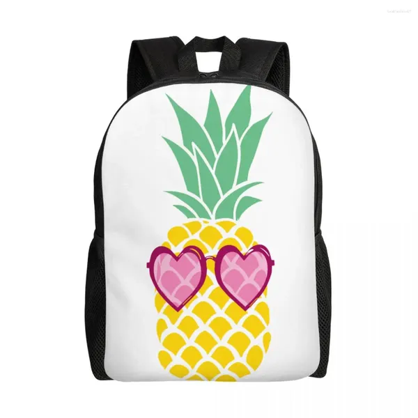 Backpack Unisisex ombro casual Pineapple com copos de corações Shape