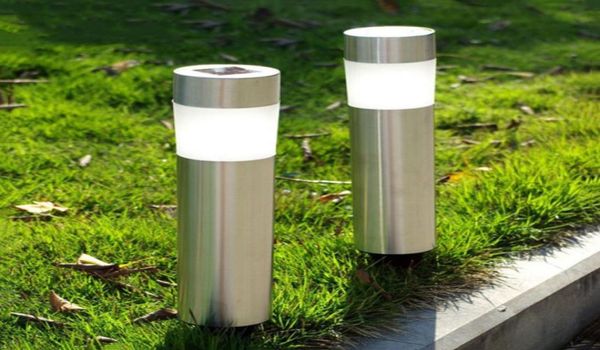 Solar Pathway Stake Lights Bollard Lawn Solar Lights Outdoor Edelstahl Solar Gartenlichter für Pfad Walkway8427017