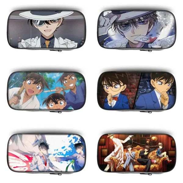 Casi 21 cm x 10 cm Detective Conan Pencil Case Bags Anime Character Student Canvas Utility Jimmy Kudo Ladro di cartoleria Articoli