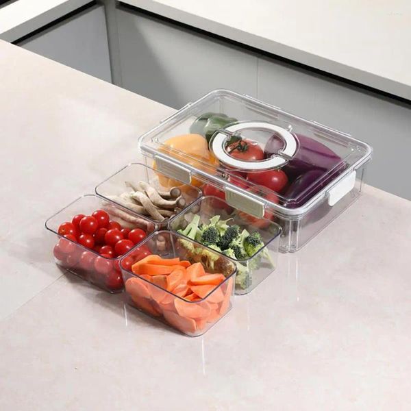 Bottiglie di stoccaggio Fridge Organizer Bin Food Grade Frigoritore Box con coperchio Transparent Visible Visible Design Portable Snack Contenitore