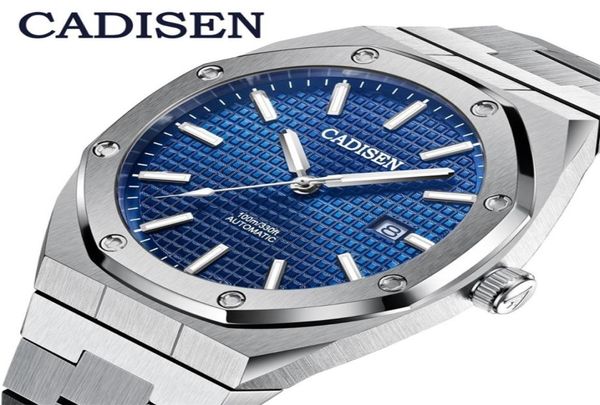 Cadisen Design Brand Uomini di lusso orologio meccanico Automatico Blue Watch Men 100m Waterproof Casual Business Odiante luminoso da polso LJ3491607