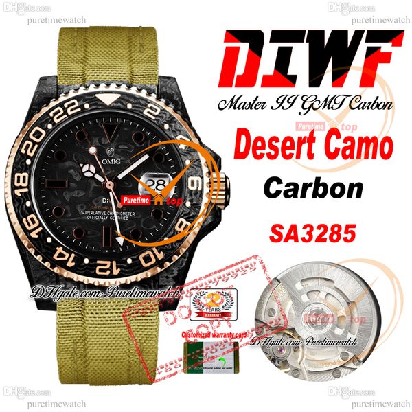 Carbono deserto camo sA3285 masculino automático assistir diwf v2 dois tons dourado rosa dial preto de nylon strap super edição mesmo cartão serial puretime reloj hombre ptrx