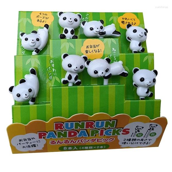 Çatallar 8pcs/set mini karikatür panda meyve çatal çocukları atıştırmalık tatlı seçme kek bento öğle yemekleri partisi sevimli
