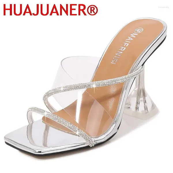 Sandalen transparente PVC-Hausschuhe Kristallbecher hohe sexy lässige Schuhe plus Größe 35-43 44 45 46 Frauen offen