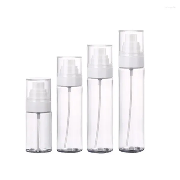 Bottiglie di stoccaggio 20pcs bottiglia di plastica PET Ventola trasparente 50 ml 80 ml 100 ml da 120 ml Pompa bianca imballaggio cosmetico Spray remillabile