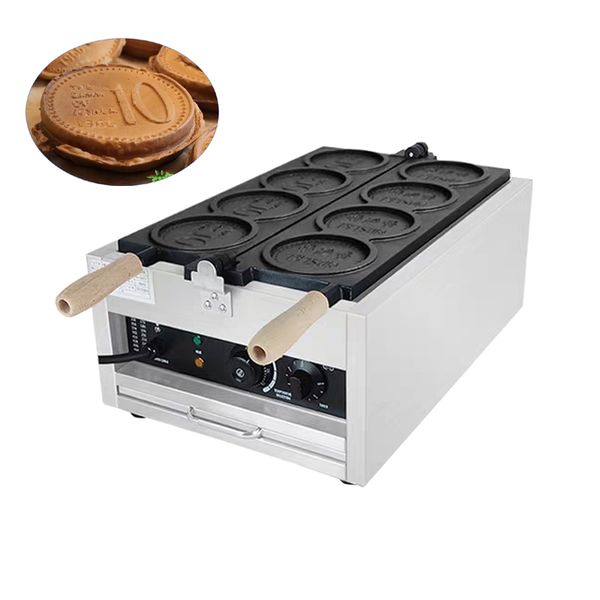 Elektrikli Waffle 4pcs Madeni Peynir Mini Waffle Kalıp Pişirme Makinesi Ticari Madeni Besleme Makinesi Tavuk Waffle Kalıp Altın Para Ekmek Maker