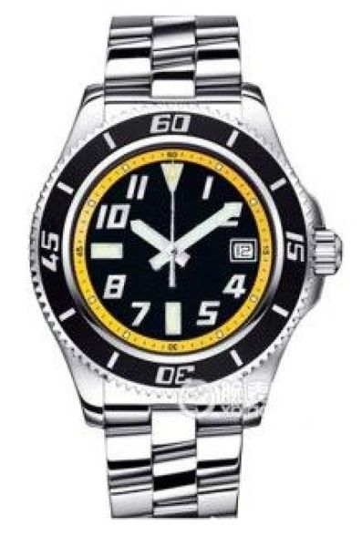 Mens Superocean 42 Черно -желтый циферблат стальные стальные мужские мужские часы A1736402BA32SS Dive MEN039S Watches3972329