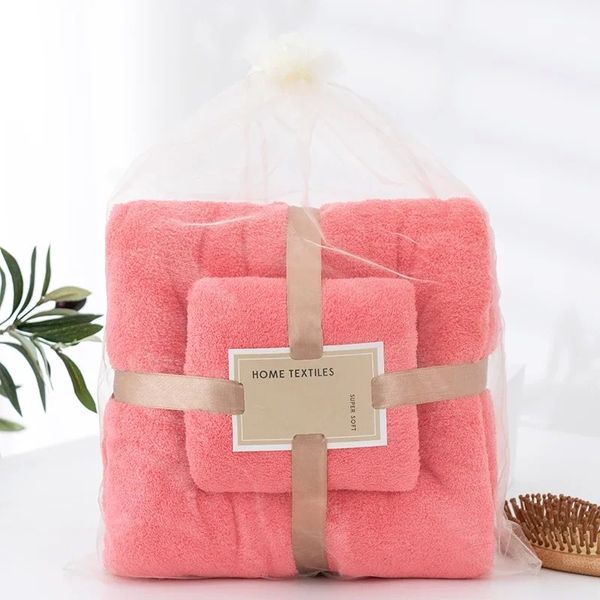 Neues Mikrofasel -Handtuch -Set Koralle Fleece absorbierende Haare Badehandhand Handtuchsets Mikrofaser Badezimmertücher Setscoral Fleece Badetuch Set