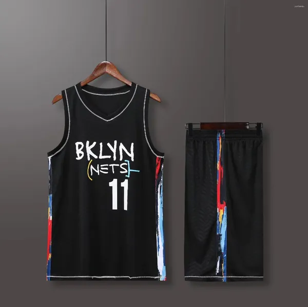 Erkeklerin eşofmanları Set Mavi Net No. 11 Basketbol Birincil Oyun Takımı Kısa Kollu Tekdüzen Eğitim Yeleği ve Şort