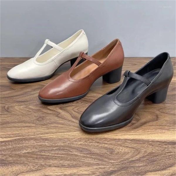 Scarpe Cinture Fibbia per le donne puntate dita Mary Janes Churry Teli alti linee di cucitura Tacones PU in pelle Front cinghia Zapatos Mujer