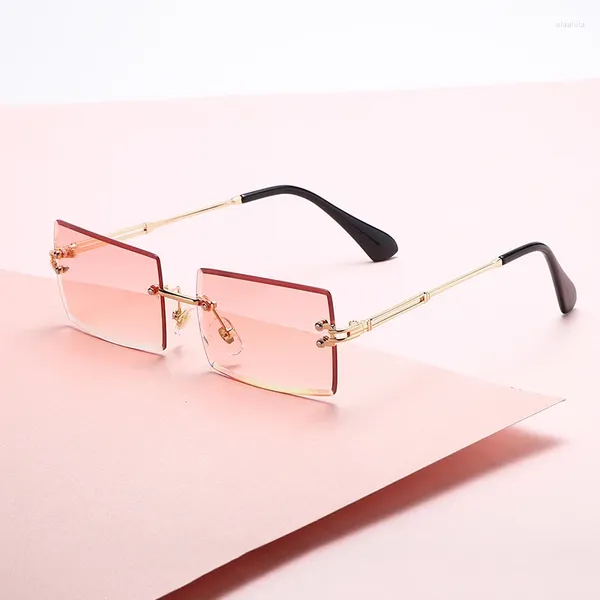 Sonnenbrille Randless Women Fashion Designer Square Sun Gläser Sommer dekorative rahmenlose Brille Accessoires