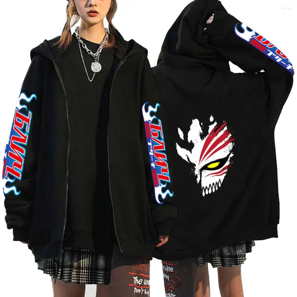 Erkek Hoodies Heizaki Ichigo Anime Baskı Peluş Zip Hoodie Cross Sınır Gevşek Büyük Boy ve Kadın Sporları Günlük Kazak