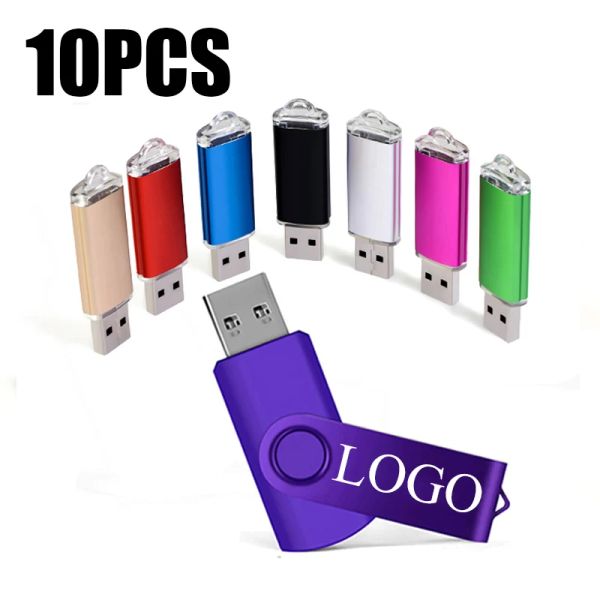 CPUS 10pcs/lotto colore USB 2.0 USB Flash Drive 8 GB 16gb 32GB 64 GB Drive a bastone USB Stick 1 GB 2GB4GB Pendrive per smartphone/pccustom