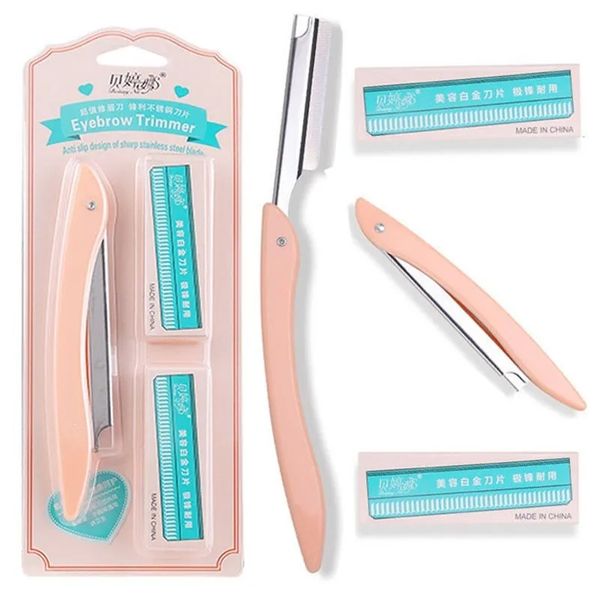 Aparador de sobrancelha portátil portátil com 10 Razors Shaper Shaper Shaper Face Razor Blade Faciais Ferramentas de maquiagem de removedor de cabelo para mulheres