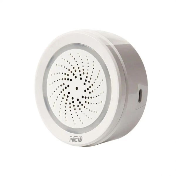 Веб -камеры датчик температуры беспроводной приложение Smart Life Remote Siren 2 в 1 Mini Smart Home Smart Detector Siren Siren Alarm USB Power Wi -Fi 120 DB