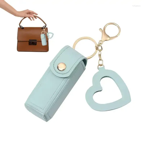 Depolama Çantaları Küçük Ruj Kılıf Makyaj Kılıfları Kalp Kolye ve Dudak Parlatıcısı ile Şık Pu Deri Mini
