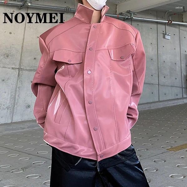 Giacche da uomo Noymei maschio giacca maschio alla moda rosa 2024 lacca primaverilo spalline cuscinetto curva cappotto design chic wa3655