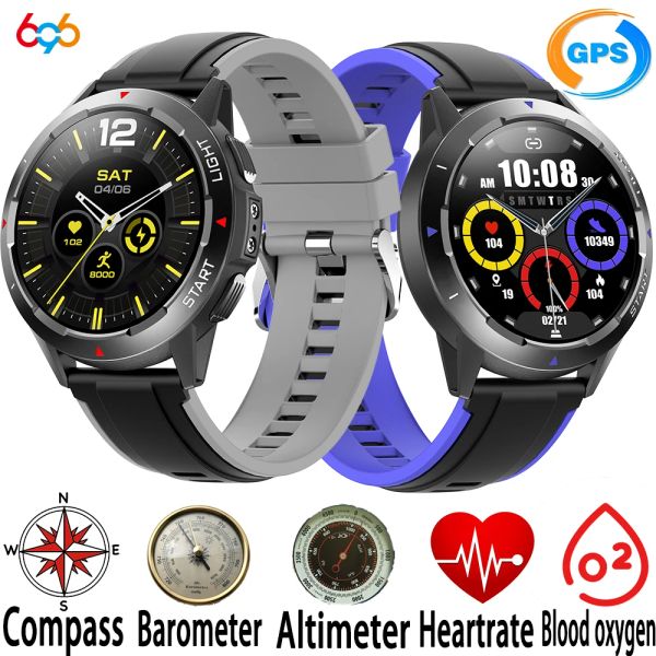Смотреть GPS позиционирование Smart Watch Compass Altimeter Outdoor Sports Barometer Compass 24 -часовой сердечник кровь -кислород