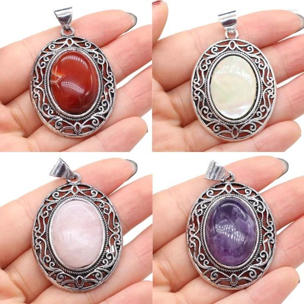 Colares pendentes Pingentes de pedra natural Lapis Lazuli Rose Quartz para Mulheres Tribais Brincho de Jóias Presentes de Jóias