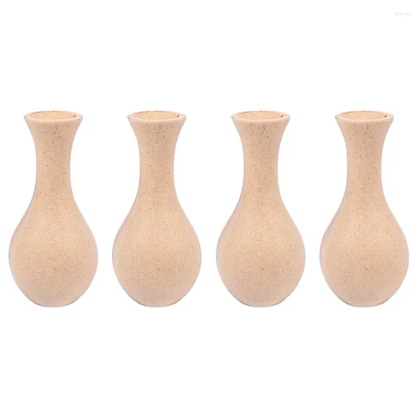 Vasen 4 PCs Weißer Körper Vase Modell Holz DIY Colored Zeichnung Blumenkeramik Embryo Home Office Töpfe Innenpflanzen