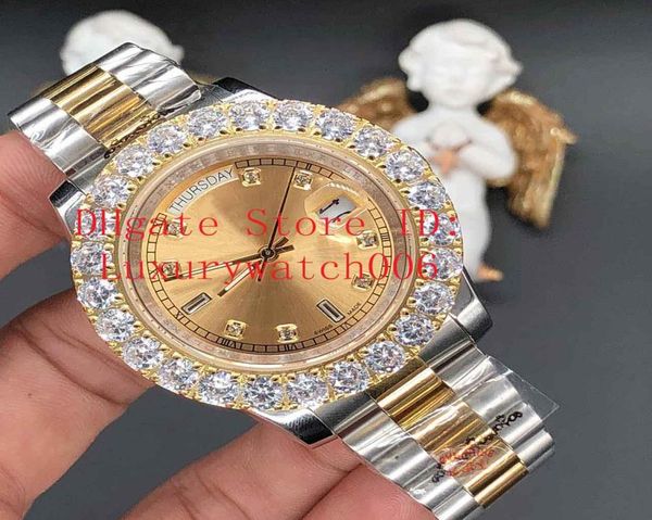 43mm Mens 18k Gold Yellow Diamond Movimento Automático Moda Men039s Assista a relógios Bling Large Watch Bling4280326