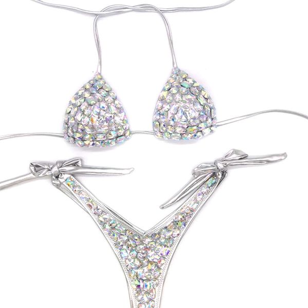 Sparkling Sexy Womenwear Crystal Bikini Bling Luxury Diamond Rhinestone Bikini Lingerie Sexy Set