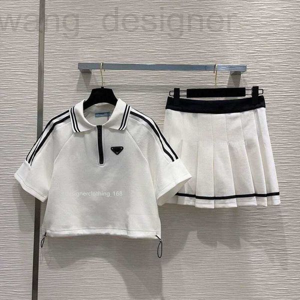 Zweiteilige Kleiderdesigner Damen Sportswear Luxus Kleid T -Shirt -Anzug bestickter Faltenrock Polo Sommer Kurzer zweiteiliger Set reiner Baumwollanzüge GH17