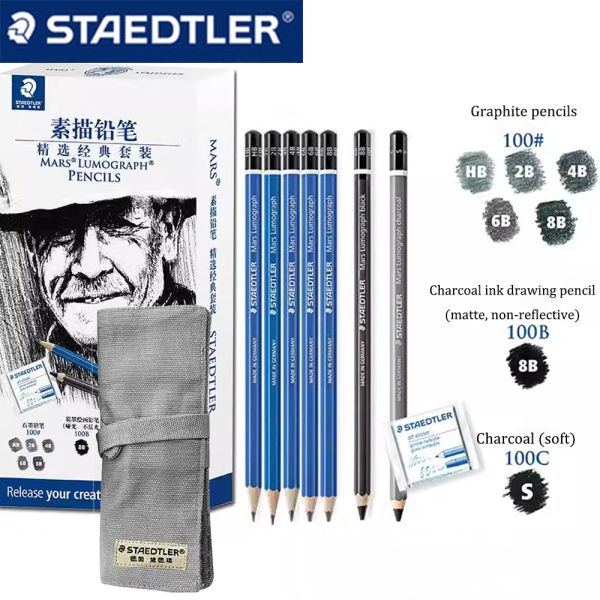 Lápis Alemão Staedtler Profissional Pintura Lápis Conjunto de Lápis4 Conjunto de Esboço Pintura 100 Série Charcoal Plástico Curta