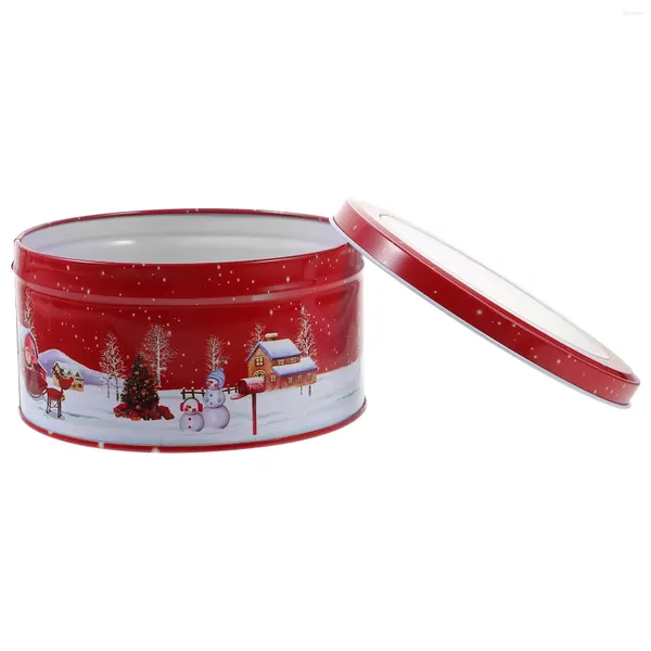 Garrafas de armazenamento Caixa de lata de lata de natal latas de tampa de contêiner jarra de doces de mesa de decoração de decoração de decoração de recipientes de biscoitos