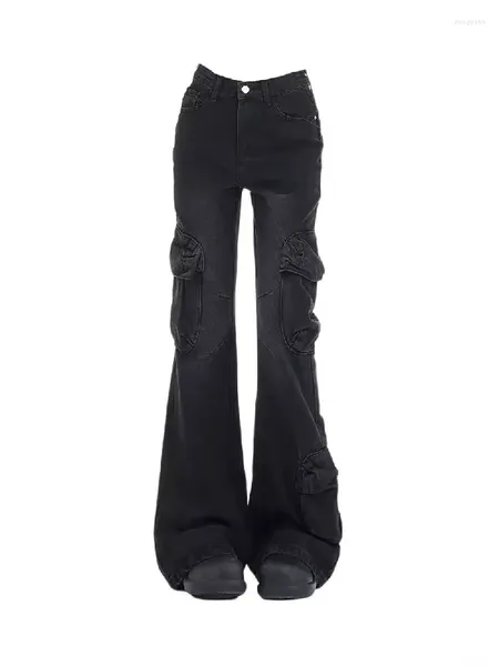 Frauen Jeans Design Gyaru Flare High Taille Slim Komfortable Bell Bottoms Frauen Mode Jeans Pant American Retro Gothic Clubwear